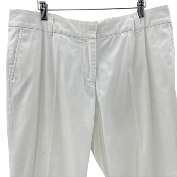 Christine Alexander Cotton Signature White Silver Embellishment Crop Pants 12 - Picture 2 of 11